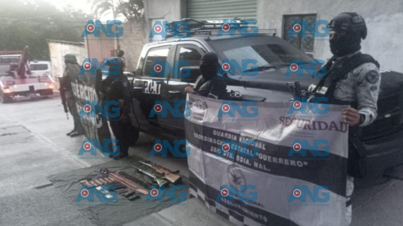 Militares y guardia nacional aseguran armamento y vehículo blindado en teloloapan, guerrero