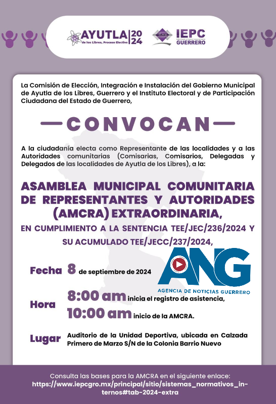 El IEPCGRO enmendará sus errores y organizará nueva Asamblea Municipal Comunitaria en Ayutla para integrar el Concejo Municipal Comunitario