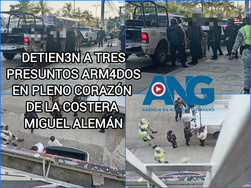 Detien3n a tres presuntos arm4dos en pleno corazón de la Costera Miguel Alemán
