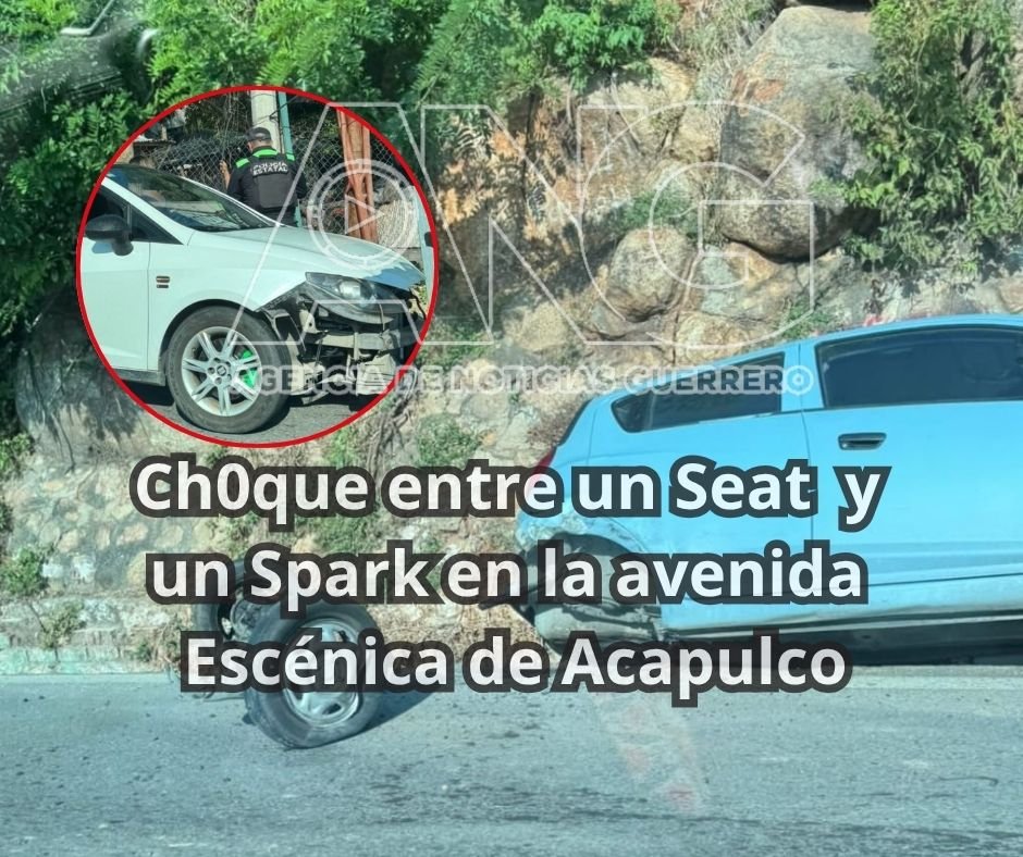 Choqu3 entre un Seat y un Spark en la avenida Escénica de Acapulco