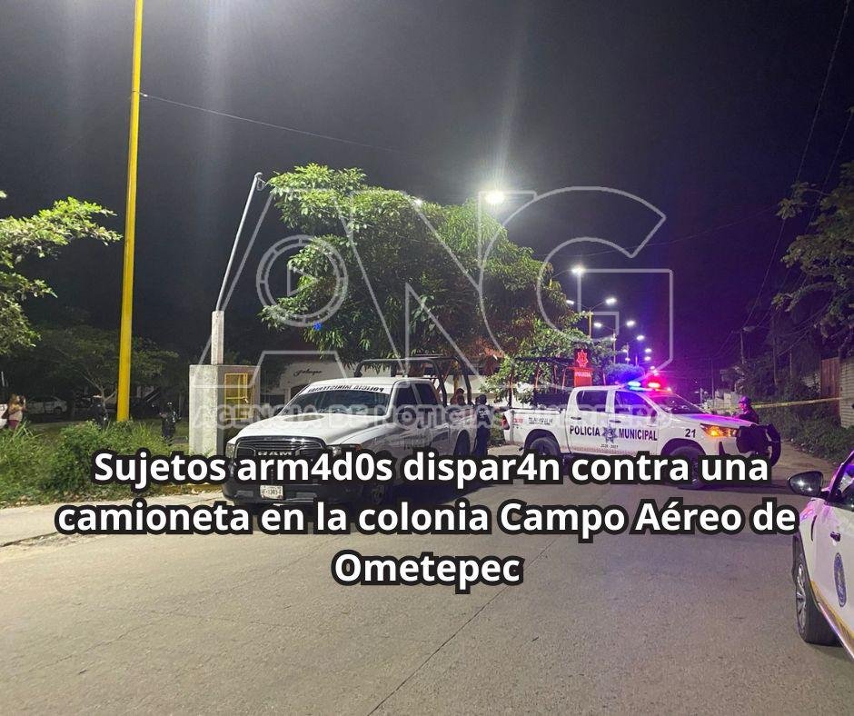Sujetos arm4d0s disp4ran contra una camioneta en la colonia Campo Aéreo de Ometepec