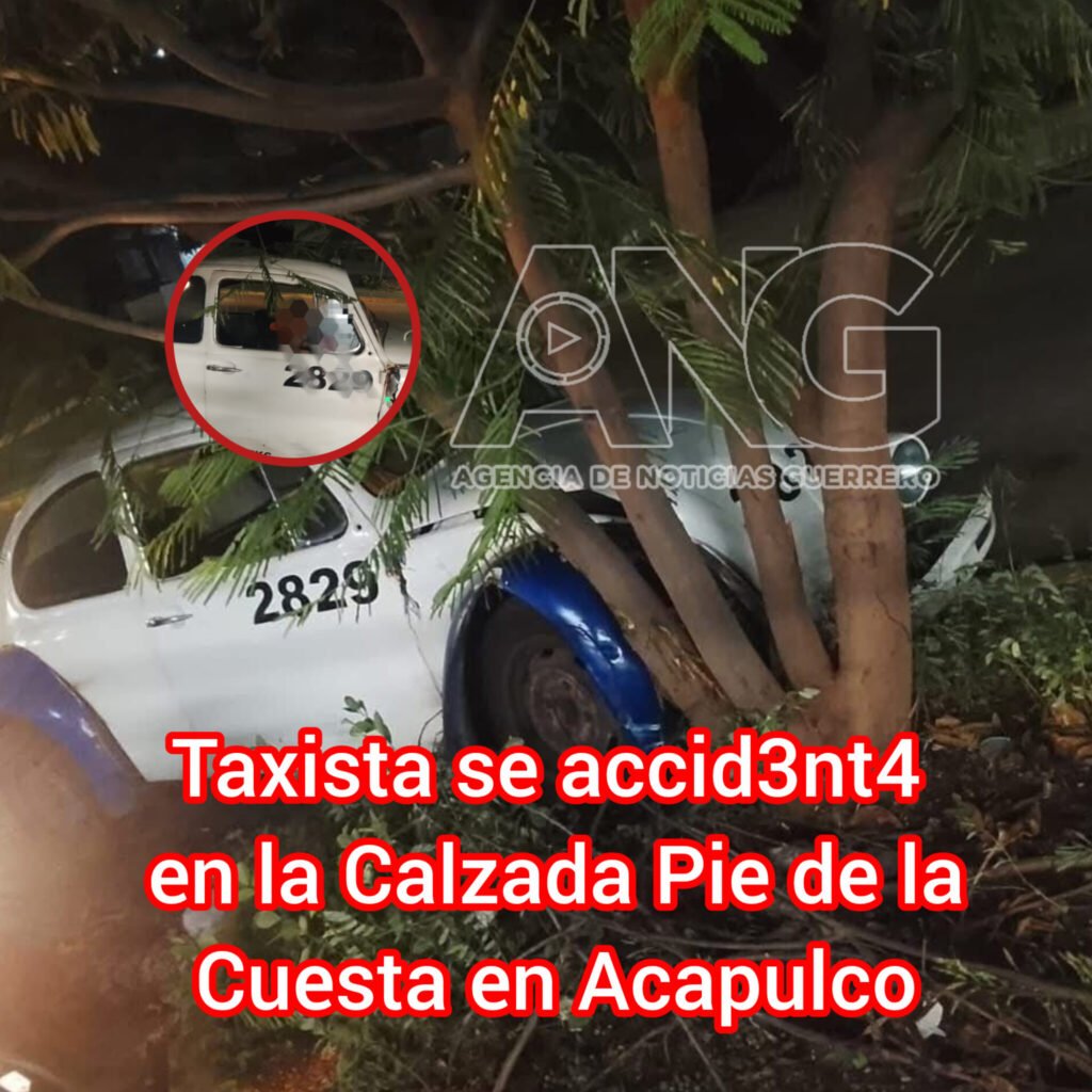 Taxista se accid3nt4 en la Calzada Pie de la Cuesta en Acapulco