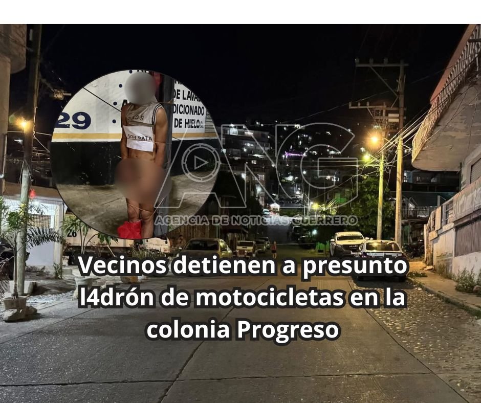 Vecinos detienen a presunto l4drón de motocicletas en la colonia Progreso