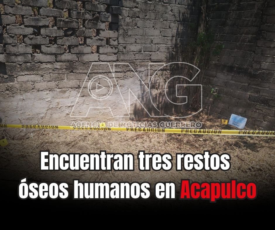 Encuentran tres restos óseos humanos en Acapulco