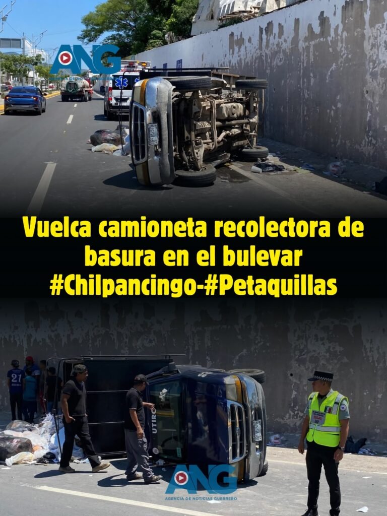 🔴 Vuelca camioneta recolectora de basura en el bulevar #Chilpancingo-#Petaquillas