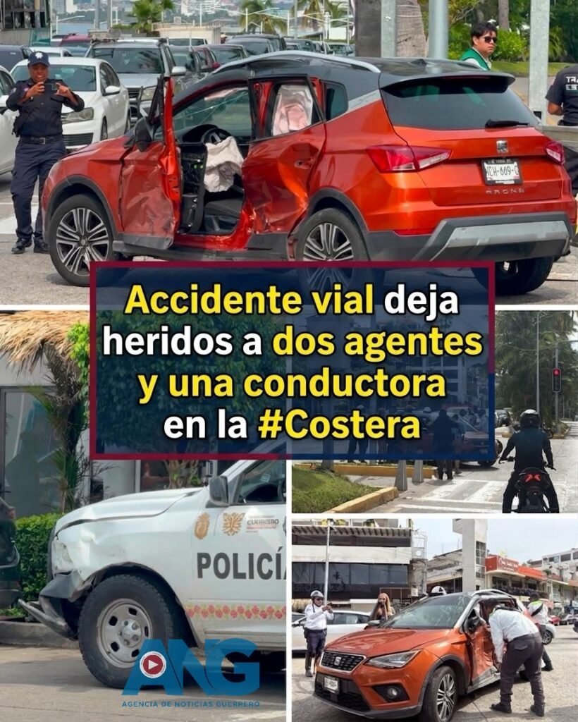 Accident3 vial deja h3ridos a dos agentes y una conductora en la #Costera