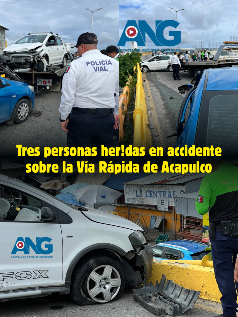 ‼️Tres personas her!das en accidente sobre la Vía Rápida de #Acapulco